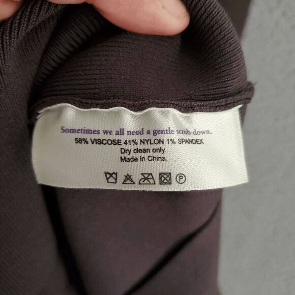 MM Lafleur Women's Extra Stretch Knit Gray Fold Over Side Slits Stright Skirt M - Picture 5 of 6